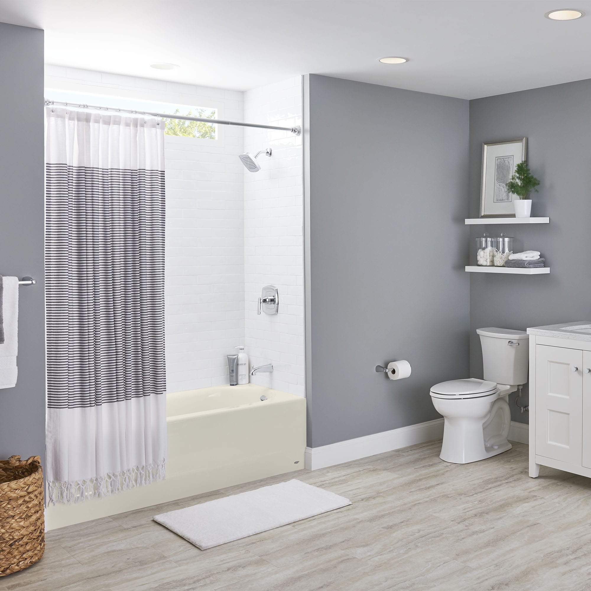 Princeton Americast 60 x 30 Inch Integral Apron Bathtub Above Floor Rough with Right Hand Outlet LINEN